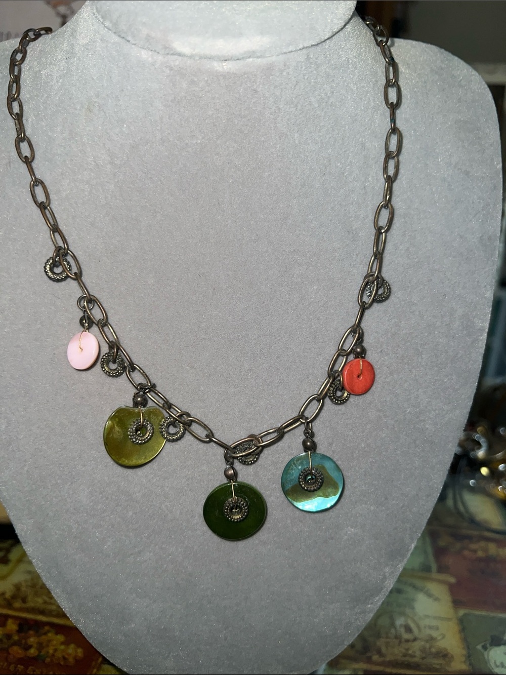 Multicolor Disc Charm Necklace - Women Jewelry
